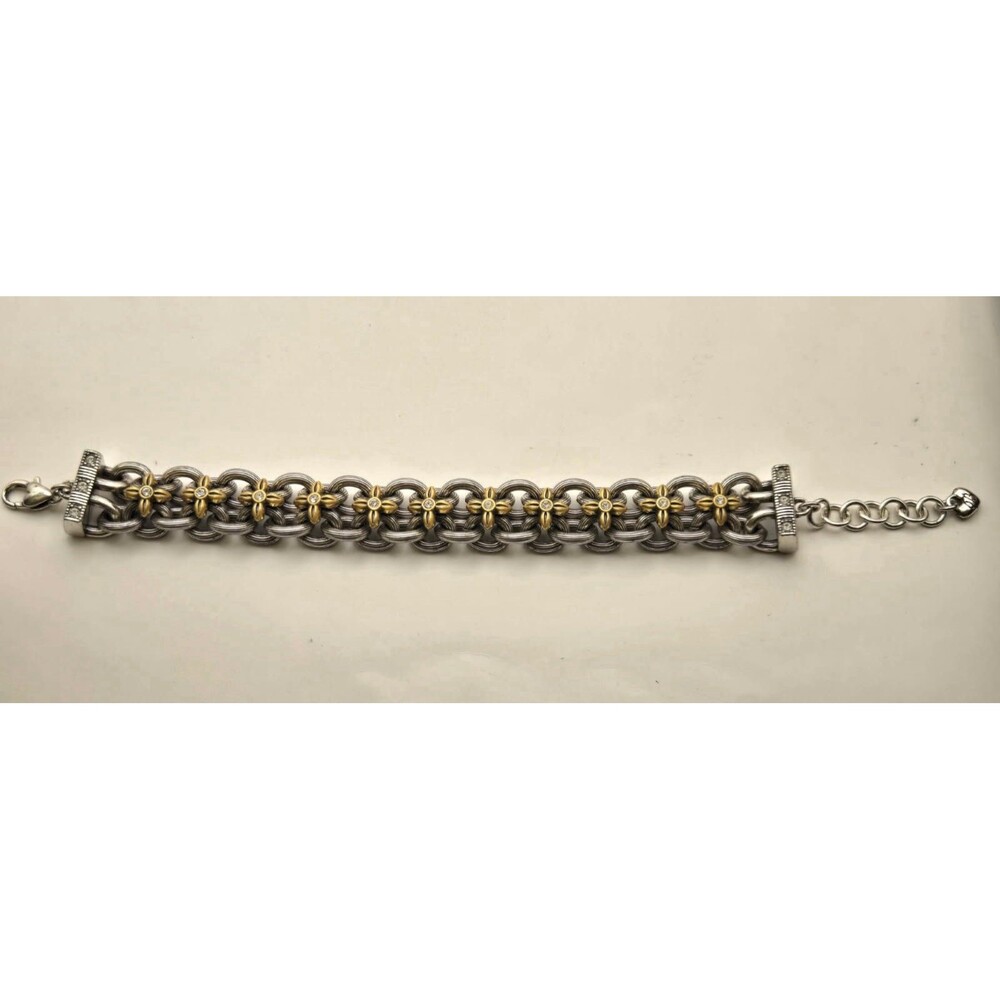 Brighton Two Toned Chunky Silver W/Gold Accent Bracelet